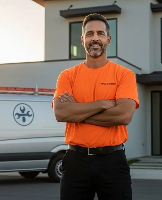 Smiling Bryan Plumbing technician with arms crossed